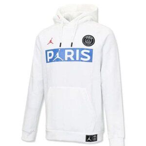 Nike Jordan Paris Men Small White Hoodie Kanga Pocket Activewear Athletic Sporty